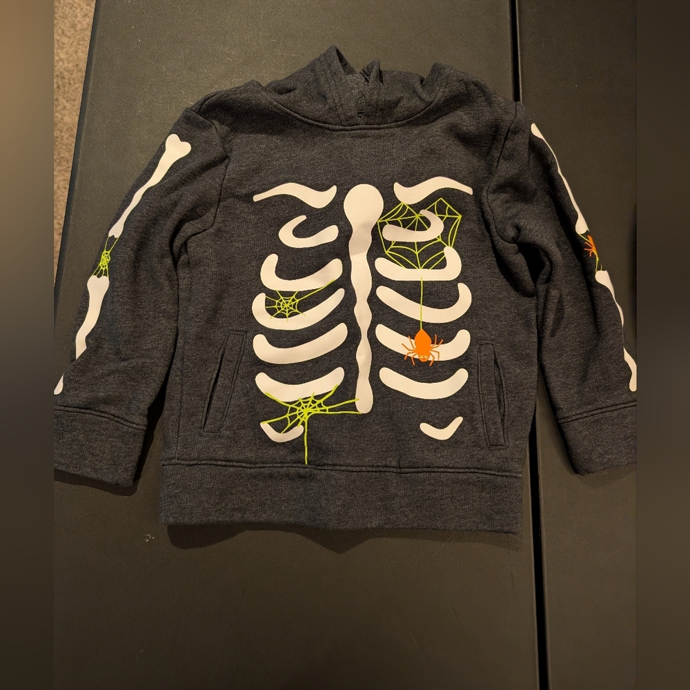 Cat & Jack Charcoal Gray Hoodie & Pant Set with Neon Green Accent Size 4T - Picture 2 of 10